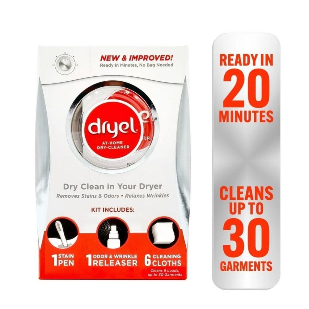 Copied - Dryel At Home Dry Cleaner Kit 6 Cleaning Cloths Odor Wrinkle Brand New